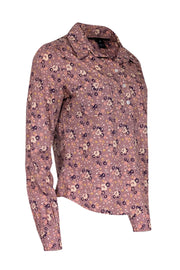 Current Boutique-Marc Jacobs - Purple Floral Long Sleeve Collared Shirt Sz M