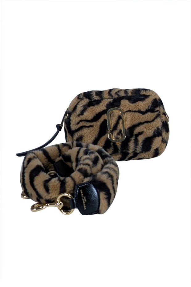 Current Boutique-Marc Jacobs - Tan & Black Animal Print Faux Fur Snapshot Shoulder Bag