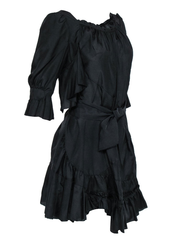 Current Boutique-Marc by Marc Jacobs - Black Silk Open Tie Back Dress Sz M