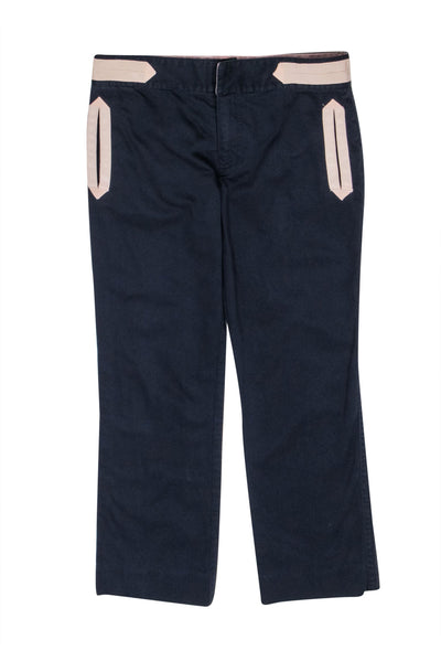 Current Boutique-Marc by Marc Jacobs - Navy Crop Pants w/ Blush Pink Trim Sz 4