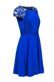 Current Boutique-Marchesa Notte - Cobalt Blue Beaded Embroidery Cap Sleeve Dress Sz 8