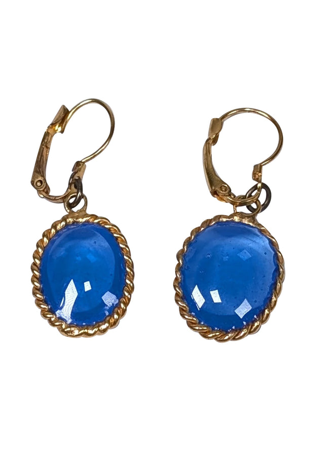 Current Boutique-Marguerite de Valois - Gold Colored & Blue Drop Dangle Earring