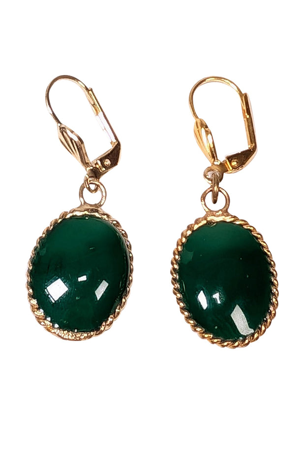 Current Boutique-Marguerite de Valois - Gold Colored & Green Drop Dangle Earring