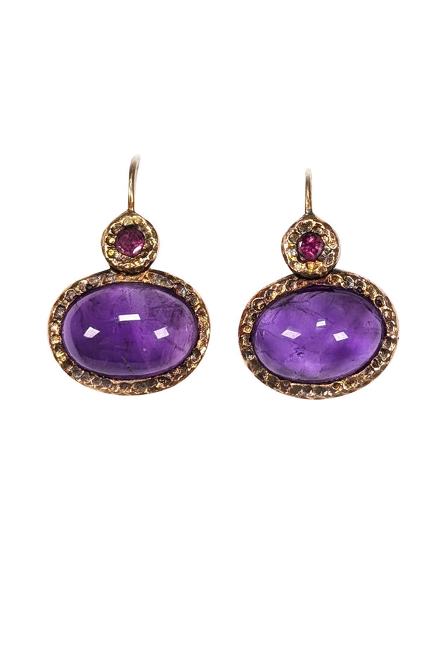 Current Boutique-Marguerite de Valois - Gold Colored Sterling Silver & Purple Dangle Earring