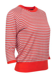 Current Boutique-Marlowe - Orange, Beige, & Silver Striped Cashmere & Silk Blend Top Sz S