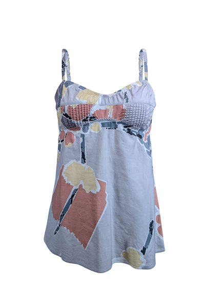 Current Boutique-Marni - Light Grey Muted Abstract Floral Print Sleeveless Cotton Top Sz S