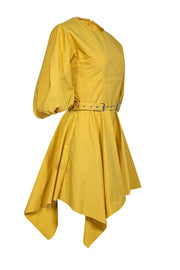 Current Boutique-Marques Almeida - Yellow Cropped Sleeve Dress w/ Belt Sz XS