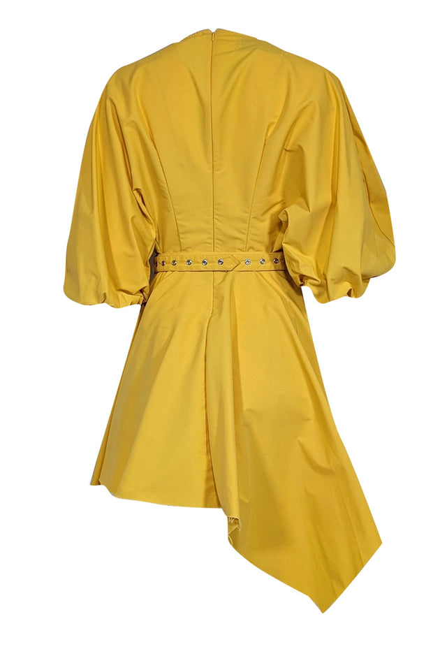 Current Boutique-Marques Almeida - Yellow Cropped Sleeve Dress w/ Belt Sz XS