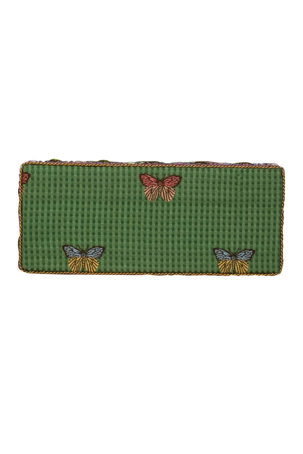 Current Boutique-Mary Frances - Green Embroidered w/ Jewel & Floral Details Mini Bag