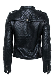 Current Boutique-Massimo Dutti - Black Quilted Detail Moto Jacket Sz M