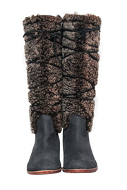 Current Boutique-Matt Bernson - Grey & Brown "Alpenglow" Shearling Shaft Boots Sz 6.5