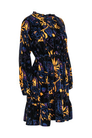 Current Boutique-Max & Co. - Black, Navy, Yellow, & Purple Print Velvet Dress Sz 4