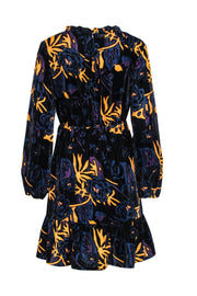 Current Boutique-Max & Co. - Black, Navy, Yellow, & Purple Print Velvet Dress Sz 4