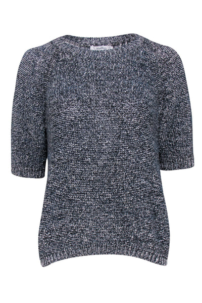 Current Boutique-Max Mara - Black, Cream, Teal, & Grey Blend Knit Short Sleeve Top Sz M