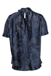 Current Boutique-Max Mara - Navy & Black Print Silk Blouse Sz 16