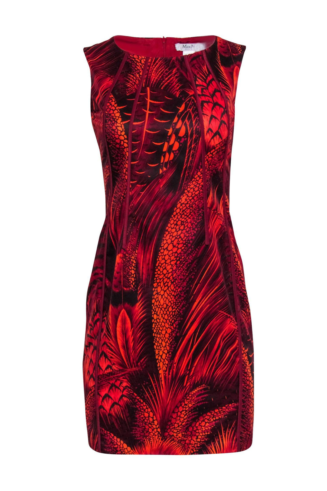 Max Mara - Red & Orange Print Dress Sz 8 – Current Boutique