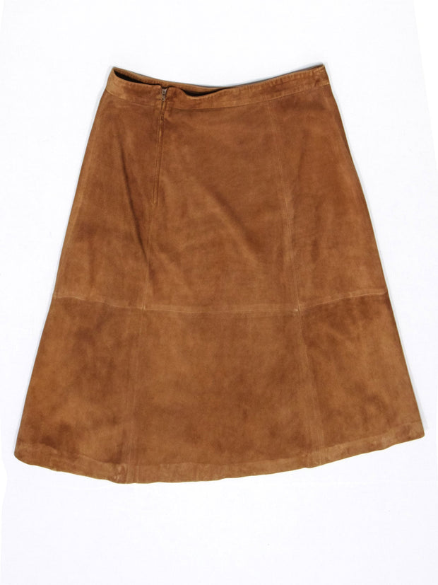 Current Boutique-Max Mara - Tan Suede Midi-Length Skirt Sz 12
