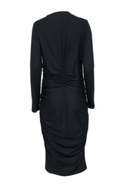Current Boutique-Me & Em - Black Long Sleeve Ruched Midi Length Dress Sz 12