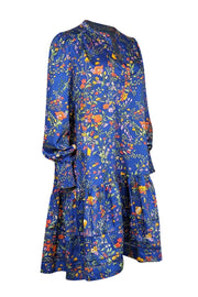 Current Boutique-Me & Em - Blue & Multi Color Floral Print Drop Waist Dress Sz 10