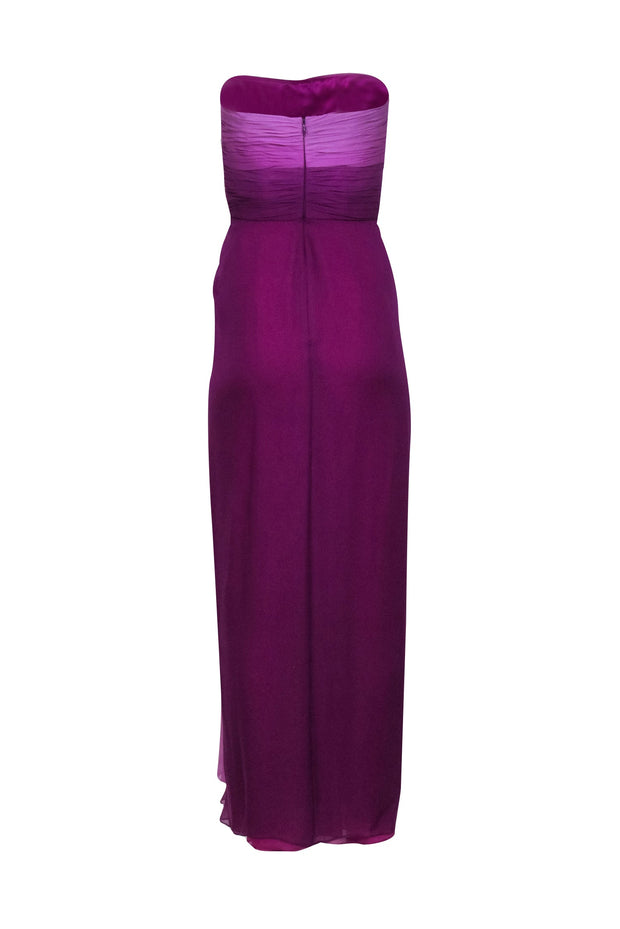 Current Boutique-Melinda Eng - Purple Ombre Strapless Ruched Gown Sz 4