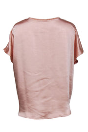 Current Boutique-Melissa Nepton - Blush Pink Satin Short Sleeve Blouse Sz M