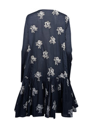 Current Boutique-Merlette - Navy & White 'Caliza Embroidered Long Sleeve Dress' Sz S