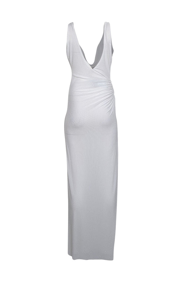 Current Boutique-Meshki - White Rhinestone Embellished Cowl Neck Maxi Dress Sz S