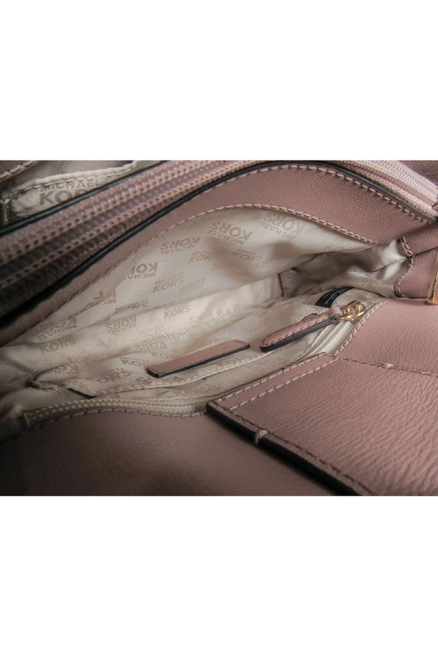 Current Boutique-Michael Kors - Beige Leather Studded Trim Crossbody Bag