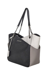 Current Boutique-Michael Kors - Black & Cream Saffiano Leather Tote Bag