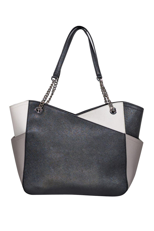 Current Boutique-Michael Kors - Black & Cream Saffiano Leather Tote Bag