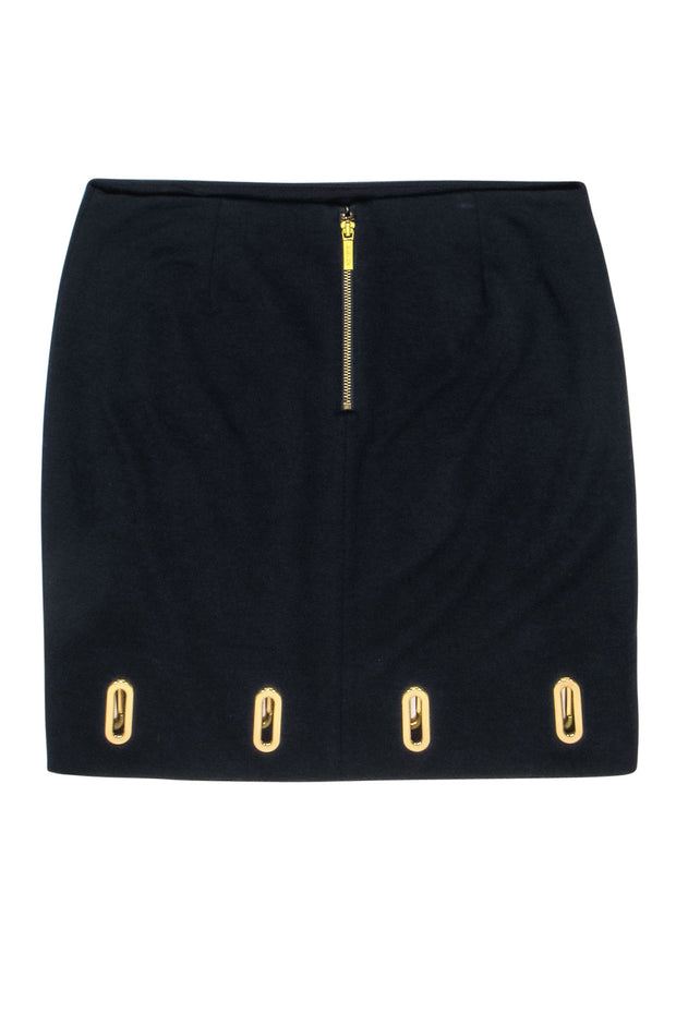 Current Boutique-Michael Kors - Black Mini Skirt w/ Gold Grommets Sz 10
