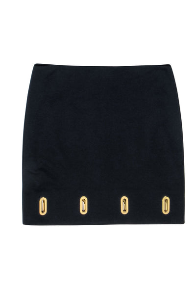 Current Boutique-Michael Kors - Black Mini Skirt w/ Gold Grommets Sz 10
