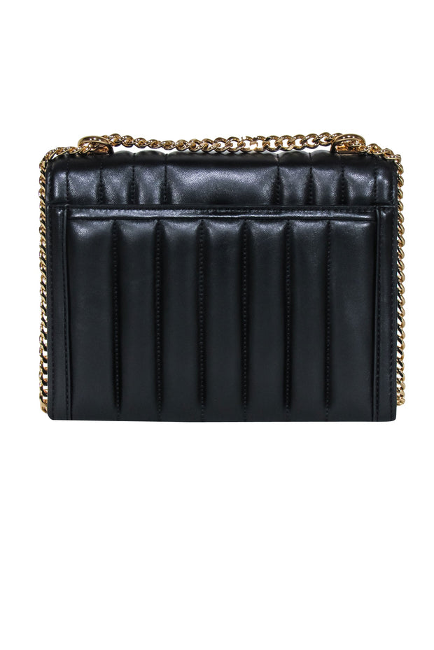 Current Boutique-Michael Kors - Black Quilted Leather Crossbody Bag w/ Gold Chain Strap
