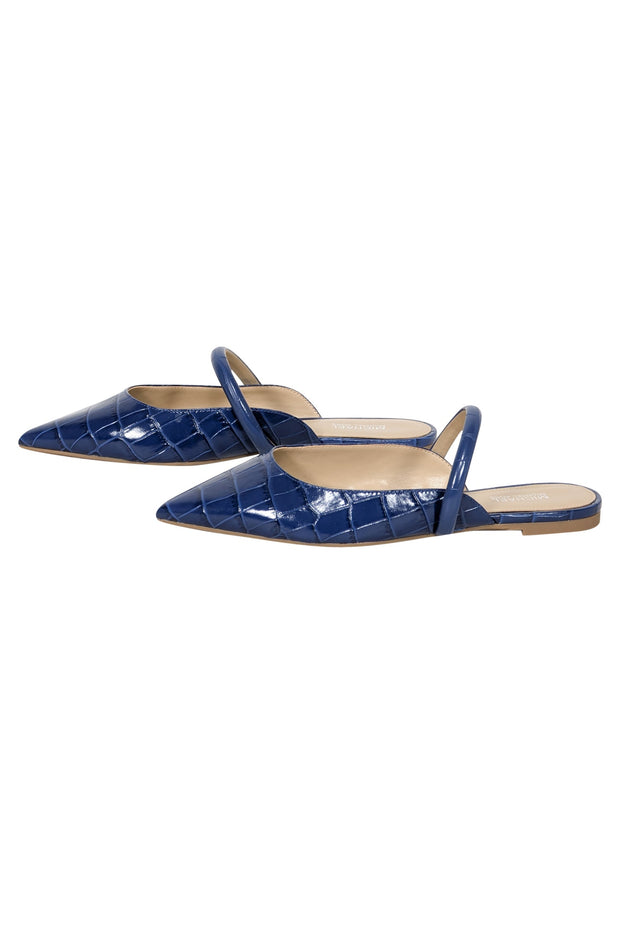 Current Boutique-Michael Kors - Blue Croc Embossed Pointed Toe Mule Flats Sz 6