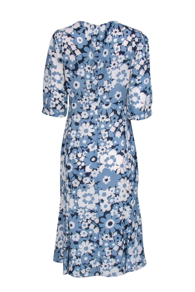 Current Boutique-Michael Kors Collection - Blue Floral Silk Midi Dress Sz 8