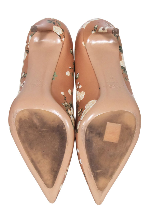 Current Boutique-Michael Kors Collection - Tan & Green Floral Pointed Toe Pumps Sz 10