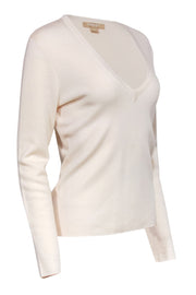 Current Boutique-Michael Kors - Cream Cashmere V-Neck Sweater Sz L