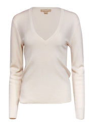 Current Boutique-Michael Kors - Cream Cashmere V-Neck Sweater Sz L