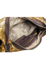 Current Boutique-Michael Kors - Gold Metallic Chain Mail Shoulder back w/ Leather Details