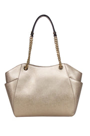 Current Boutique-Michael Kors - Gold Saffiano Leather Chain Strap Shoulder Bag