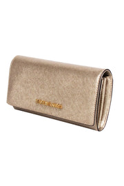 Current Boutique-Michael Kors - Gold Saffiano Leather Long Wallet