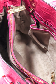 Current Boutique-Michael Kors - Hot Pink Croc Embossed Leather Satchel Bag
