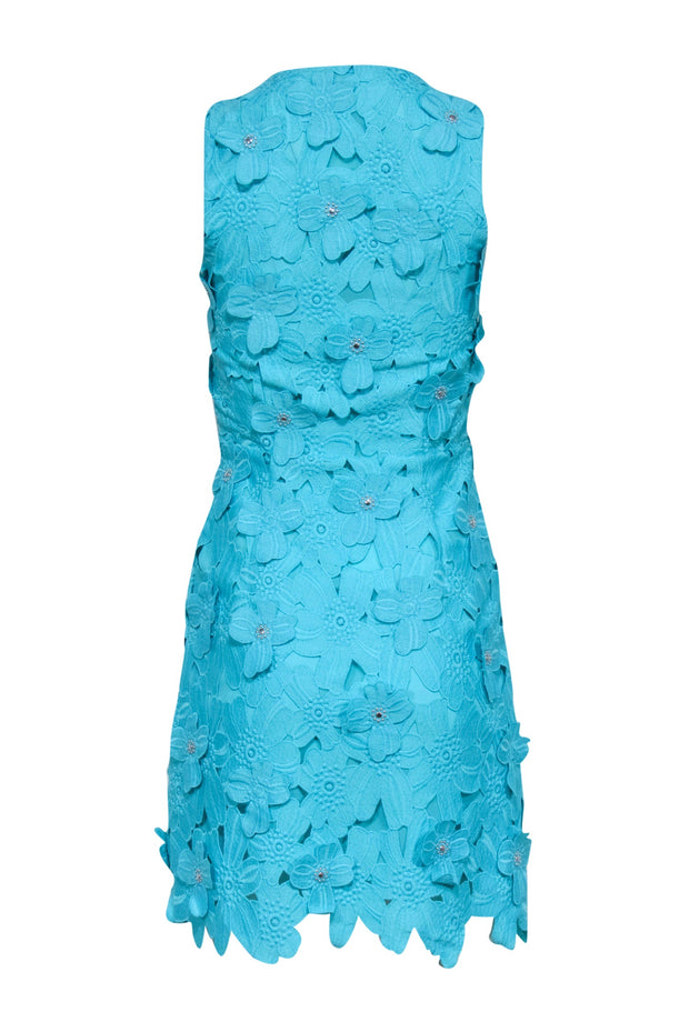 Current Boutique-Michael Kors - Turquoise Floral Applique Sleeveless Dress Sz 00