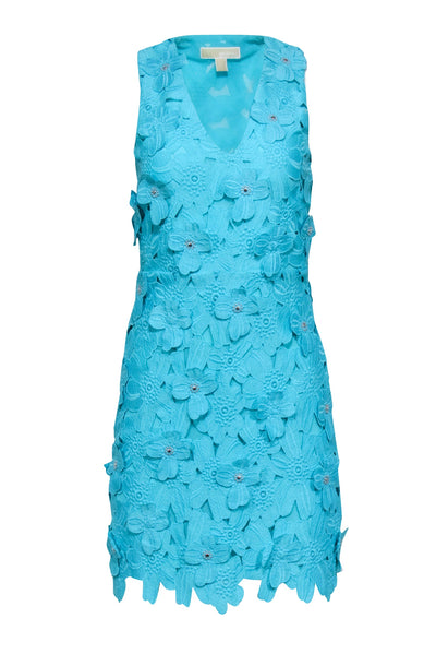 Michael Kors - Turquoise Floral Applique Sleeveless Dress Sz 00