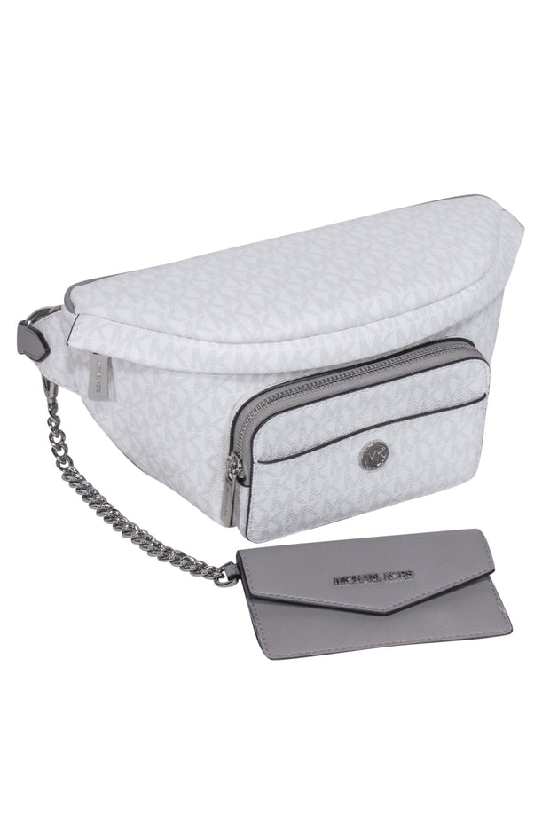 Current Boutique-Michael Kors - White & Light Grey Maisie Logo Sling Pack