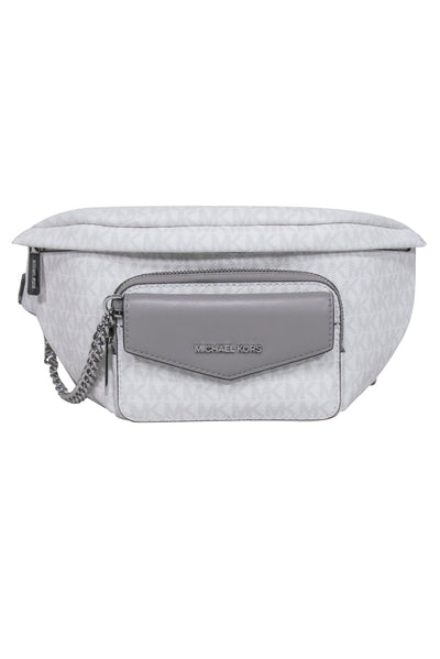 Current Boutique-Michael Kors - White & Light Grey Maisie Logo Sling Pack