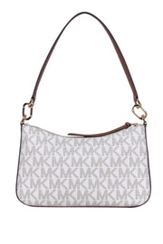 Current Boutique-Michael Kors - White & Tan Monogram Coated Canvas Shoulder Bag