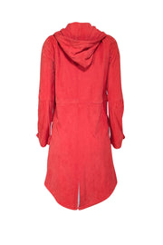 Current Boutique-Michael Michael Kors - Bright Red Goat Suede Hooded Jacket Sz S