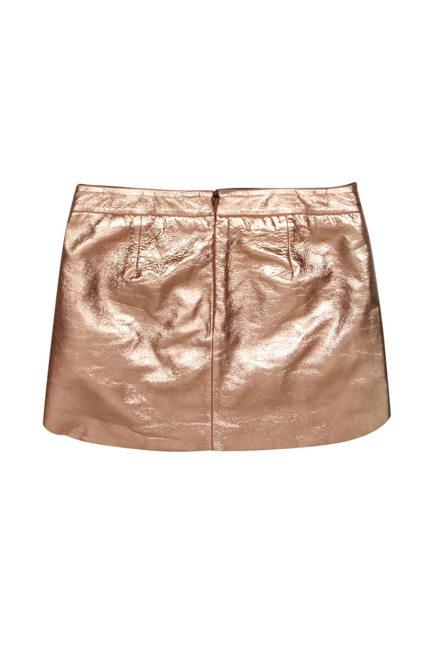 Current Boutique-Michelle Mason - Rose Gold Metallic Textured Leather Mini Skirt Sz 2