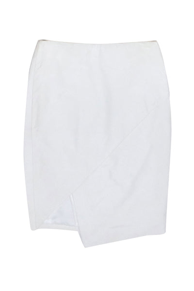Michelle Mason - White Lambskin Asymmetircal Skirt Sz 4
